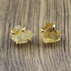 Natural Gem Stone Ear Studs-Raw Cut