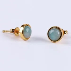 Natural Stone Rhinestones Ear Studs