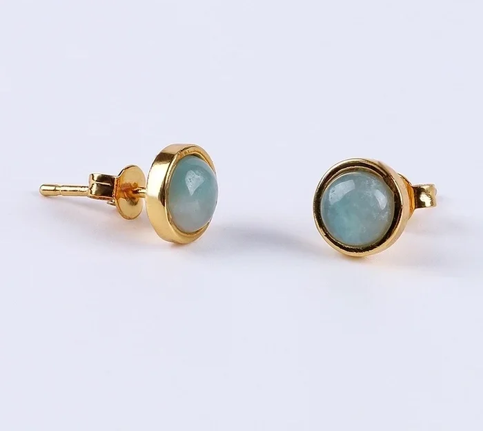 Natural Stone Rhinestones Ear Studs